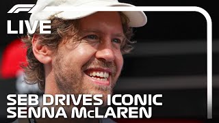 LIVE Sebastian Vettel Drives Sennas Historic 1993 McLaren MP48 [upl. by Irrej]