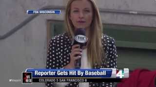 Brewers Sideline Reporter Hit By Baseball [upl. by Yevad]