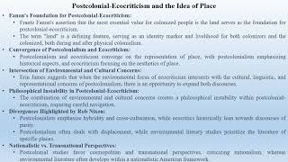 PostcolonialEcocriticism and the Idea of Place [upl. by Eanil]