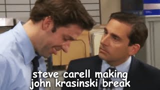 the office bloopers steve carell making john krasinski break for 8 mintutes straight  Comedy Bites [upl. by Gerfen]