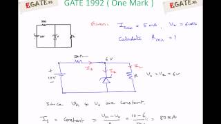 Problem on Zener diode as Voltage Regulator  GATE 1992 ECE Electronic Devices  wwwegatews [upl. by Maillliw833]