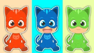 Five Little Babies with Colorful Catboy  Songs for children with PJ Masks  Learn Singing [upl. by Wilterdink]