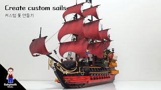 LEGO pirates MOC  Create Queen Annes Revenge custom sails 레고 해적창작  앤여왕의복수 커스텀 돛 만들기 [upl. by Ainwat]