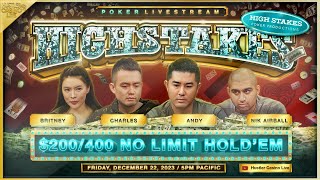 SUPER HIGH STAKES 200400800 Andy Nik Airball Britney Charles Peter Commentary by RaverPoker [upl. by Goldenberg]