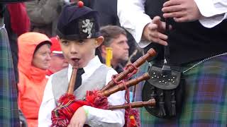 Young Piper boy looking like a pro Canmore Highland Games closing ceremony 2018 part 1 [upl. by Aivekahs]