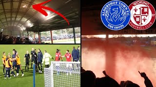 FIREWORKS PYROS LIMBS GALORE AND CROWD DRAMA IN A FIERCE NON LEAGUE DERBY Aldershot vs Woking [upl. by Aisauqal]