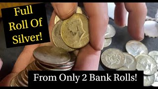 FULL ROLL OF SILVER Unbelievable Bank Rolls Of Half Dollars [upl. by Powder]