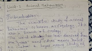 Animal Behaviour unit 1 DSE 1  semester 5 bsczoology  zoology  biology zoologynotes  notes [upl. by Siulesoj796]