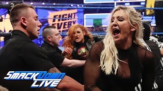 Becky Lynch and Charlotte Flair brawl on quotThe Kevin Owens Showquot SmackDown LIVE March 19 2019 [upl. by Eldnek]