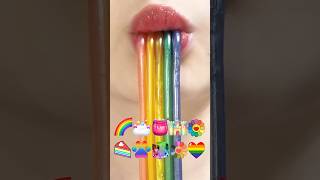 ASMR RAINBOW EMOJI FOOD 무지개 이모지 먹방 sped up [upl. by Yramliw]