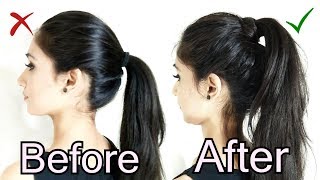 Volumized Ponytail Hairstyle For Medium Hair  The perfect high Ponytail For School College amp Work [upl. by Hadrian206]