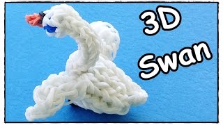 Rainbow Loom Animals Swan Charm 3D  How to Make with loom bands Goose Duck [upl. by Rhodes935]