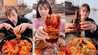 The fisherman ate geoduck crab oyster conch squid and octopus todayyummy eatingshow [upl. by Eem]