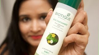 Biotique Bio Cucumber Pore Tightening Toner Review  pinkrussh [upl. by Ingrim]