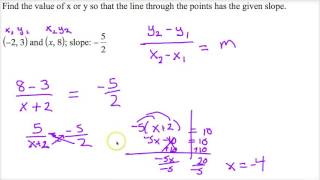 Finding a Missing Coordinate when Given a Slope [upl. by Eelymmij]