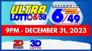 Lotto Result 9PM Dec 31 2023 Plus 9PM Lotto Results of Past 3 Days PCSO Lotto Draw [upl. by Marchal946]