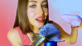 ASMR  A little bit of negative energy removal  Scissors and Brush Trigger  Mouth Sounds  Fluffy [upl. by Ahsenad]