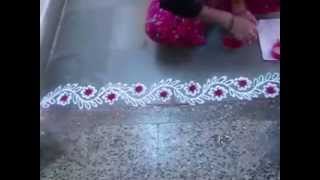 Easy Border Rangoli Design  Door Side Kolam  Diwali Special Border Rangoli  Kolam border rangoli [upl. by Modnar]