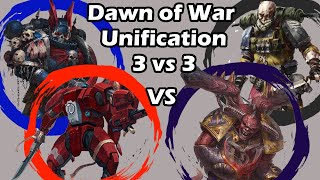 Dawn of War Unification 3 vs 3 Renegade Guard Chaos Demons vs Farsight Enclave Nightlords [upl. by Ellertal794]