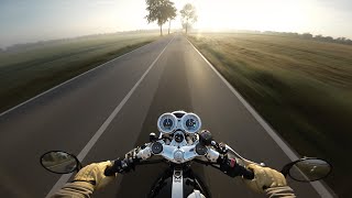 Foggy Morning Ride  Triumph Thruxton Exhaust  RAW SOUND [upl. by Cadal]