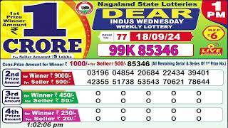 Dear Indus Wednesday Weekly Lottery 1PM Draw Date 18092024 Dear Goverment Lotteries Live [upl. by Reinhart]