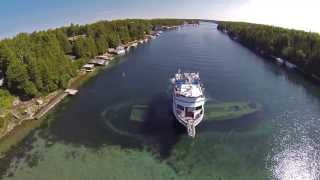 Great Blue Heron over the shipwrecks in Tobermory Canada [upl. by Esinart]