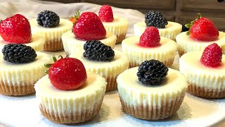 Easy Mini Cheesecakes Recipe  Cheesecake Bites [upl. by Neerihs]