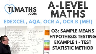 ALevel Maths O305 Sample Means Hypothesis Testing Example 1  Test Statistic Method [upl. by Etakyram]