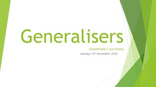 Generalisers  year 4 [upl. by Etnoled]