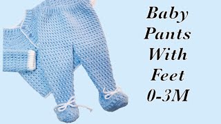 LEFT Handed Baby Boy Set How to crochet newborn baby pants with feet 06M Crochet for Baby172 [upl. by Leirraj]