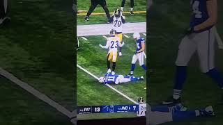 Colts WR Pitman Jr takes a hard hit from Steelers Kazee nfl shorts [upl. by Ahtebbat212]