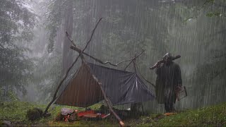 Dark and Gloomy Heavy Rain and  Rainstorm Camping  ASMR [upl. by Aramoiz]