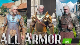 The Witcher 3 Blood and Wine  All Grandmaster Witcher Gear Sets Showcase Looks amp Stats [upl. by Lemaceon]