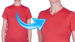 How to transform a crew neck TShirt to Vneckline easily [upl. by Nomannic5]