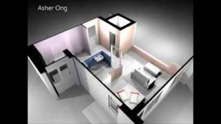 1 Room HDB Flat Corner 1 Studio Apartment 1SA Model 3D Render Floor Plan Typical Layout [upl. by Buzzell]