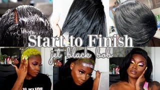 How to make the PERFECT JET BLACK bob wig  start to finish  Laurasia Andrea [upl. by Akeimahs906]