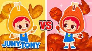 Fried Chicken vs Seasoned Chicken 🍗  VS Series  Food Song  Funny Kids Songs  JunyTony [upl. by Fruma]