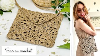 Comment faire un sac au crochet en raphia ✨ Tuto crochet facile 🧶 1 PELOTE  1 OUVRAGE Granny square [upl. by Kinimod394]