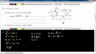 Secondaire 4 SN CST Québec Trouver les mesures manquantes dans le triangle rectangle [upl. by Israel]