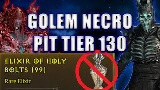 Golem Necro NO HOLY BOLT PIT TIER 130 Clear Season 4  Diablo 4 Necromancer Minion Build skulm [upl. by Lotsirhc]