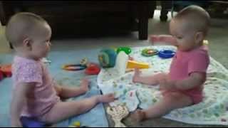 9 Month Old Twins Playing Keep Away [upl. by Lesnah]