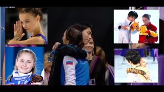 Yuzuru Hanyu cute moments with top ladies skaters Zhenya Alina Anna Sasha Julia Yuzu 4T3T3T3A [upl. by Anayhd]