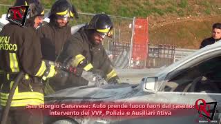 San Giorgio Canavese Auto prende fuoco fuori dal casello [upl. by Kuhn]