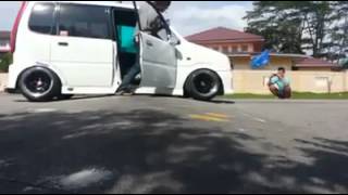 Modified Malaysia HellaFlush Perodua Myvi and Kenari Lowered and stuck on speed bump FUNNY [upl. by Ahseikan]