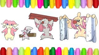 Pokemon Coloring Pages for Kids  Audino Timburr Gurdurr and Conkeldurr [upl. by Dnumde]