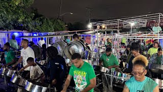 Metro Steel Orchestra practices “Lorraine” at their panyard in Brooklyn Regular Tempo [upl. by Neelra]