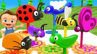 Bugs Wooden Gear Puzzle Toy Set for 3D Little Baby Fun Learning Colors for Children Kids Educational [upl. by Airliah]