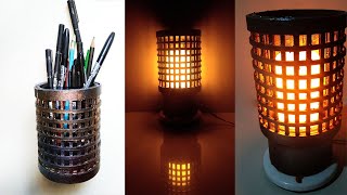 This DIY Cardboard Pen HolderStorage Bin Can Also Be Used as a Decorative Detachable LED Lampshade [upl. by Aribold]