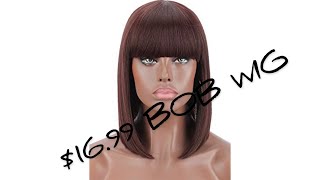 TRYING A VERY INEXPENSIVE BOB WIG  AMAZON  VLOGTOBER DAY 24 [upl. by Elleirda523]