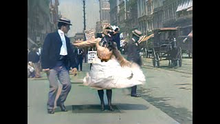 4k 50fps colorized 1901 What Happened on Twentythird Street New York City [upl. by Atiluap]